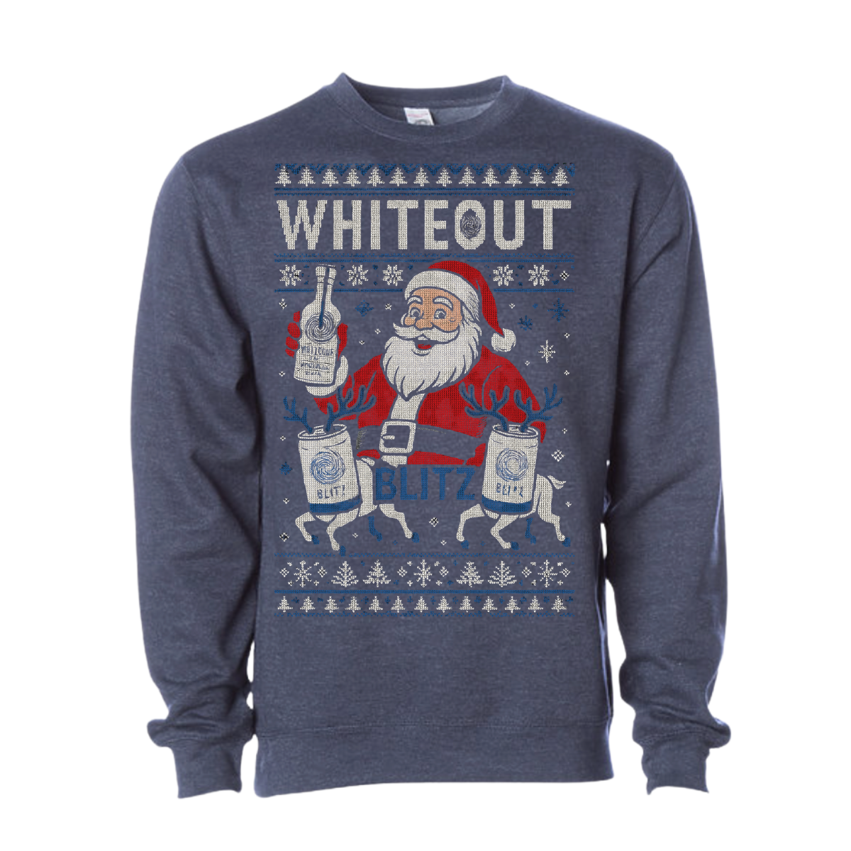 White Out Tequila Blitzed Out Christmas Crewneck - Heather Navy