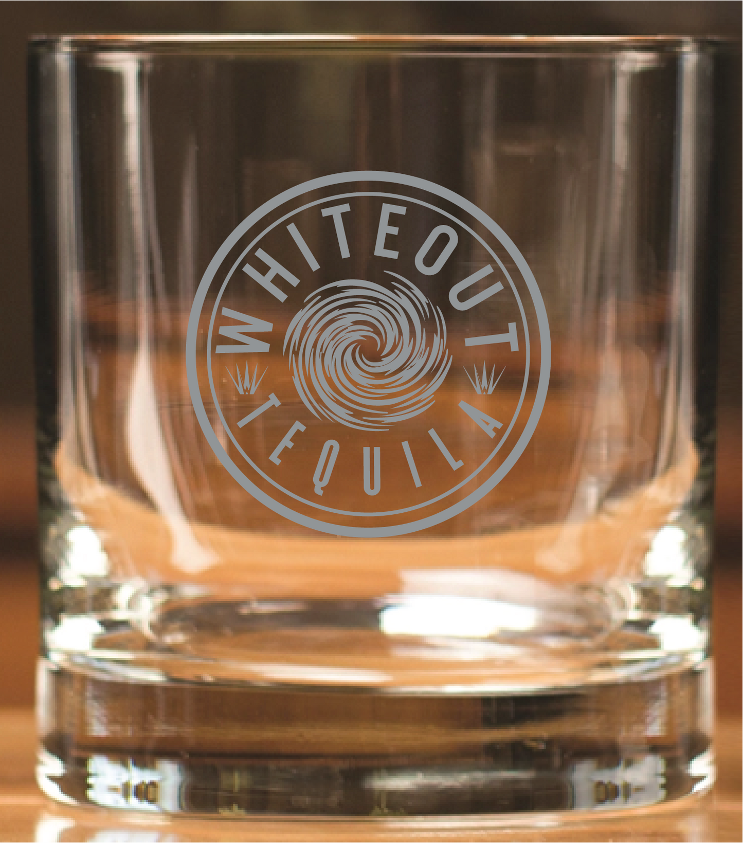 Branded Low Ball Glass Pair Deep Etch Custom Rocks Glass Set - (2) Two Premium Lowball Glasses