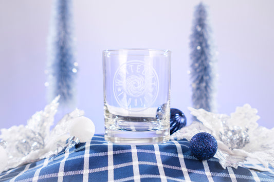 Branded Low Ball Glass Pair Deep Etch Custom Rocks Glass Set - (2) Two Premium Lowball Glasses